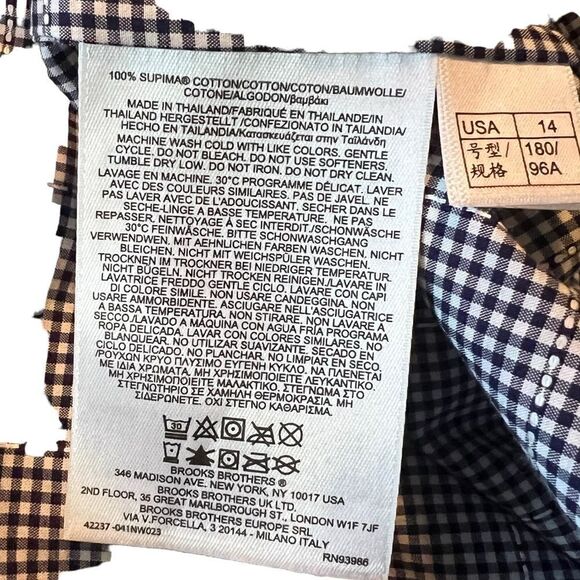 Brooks brothers gingham 1/4 button blouse - Picture 4 of 9